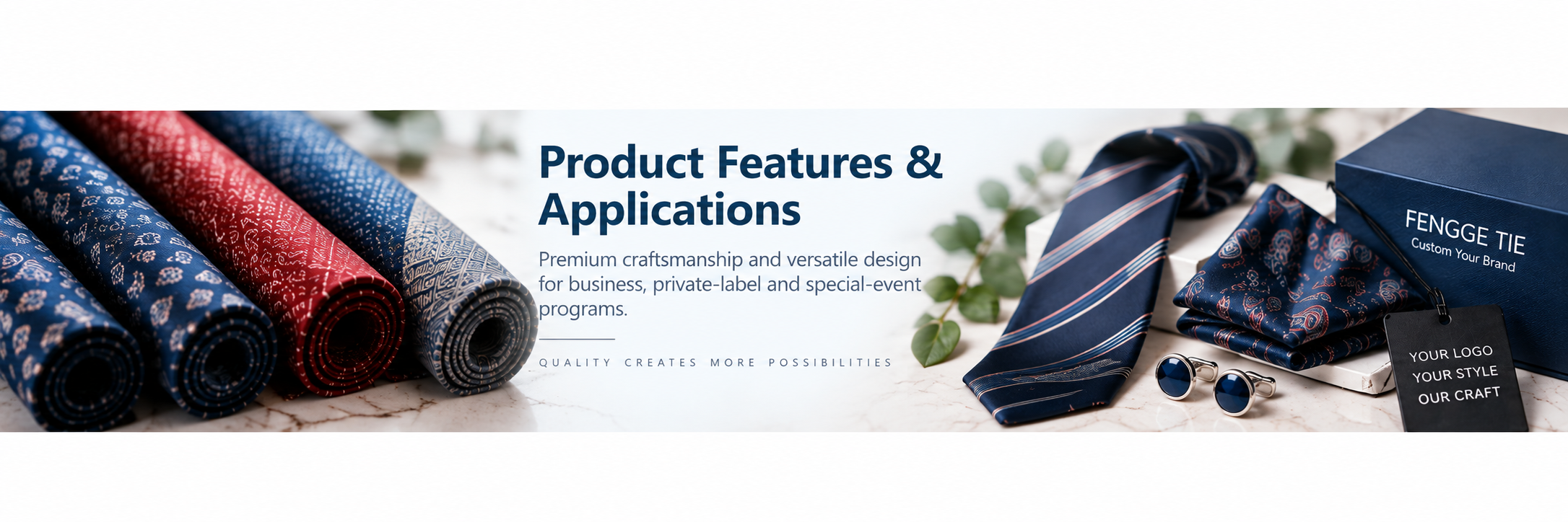 Necktie product features for OEM and private label programs