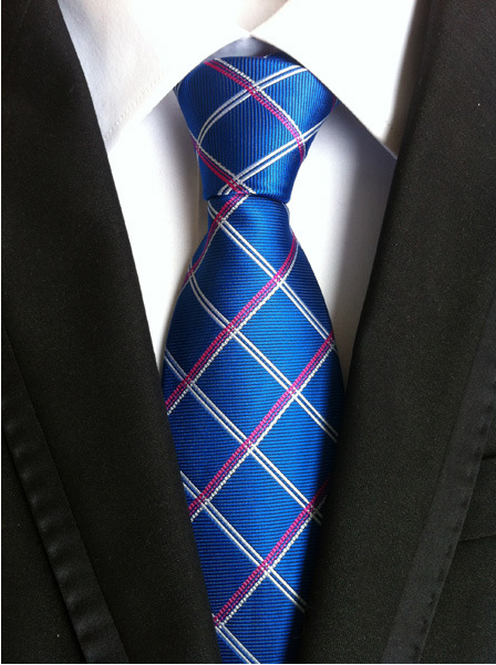 Purple & Silver Jacquard Check Necktie - Image 3