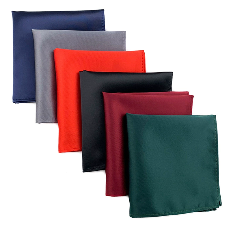 Solid Color Pocket Square in navy, grey, red, black, burgundy and green