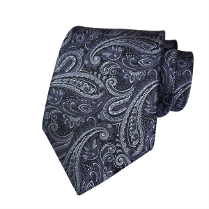 Dark Grey Jacquard Paisley Necktie