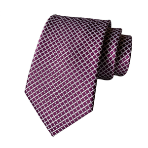 Purple and silver jacquard check necktie for OEM and private label