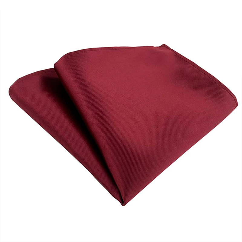 Solid burgundy pocket square, plain woven men suit pocket handkerchief for events