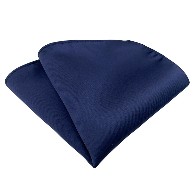 Solid navy pocket square, plain woven mens suit handkerchief for formal occasions