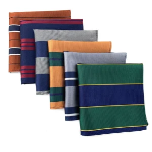 Assorted multicolor striped pocket squares for men